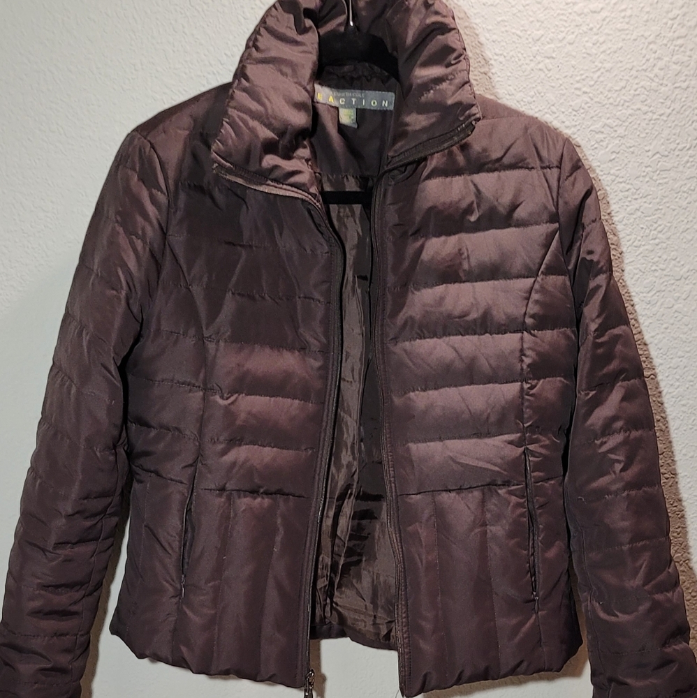 Kenneth Cole Reaction chocolate brown puffer jacket